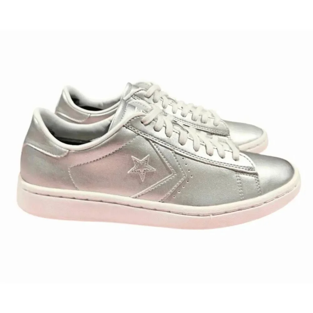 NWOB CONVERSE Pro Leather Low 'Silver' Sneaker Size 6.5